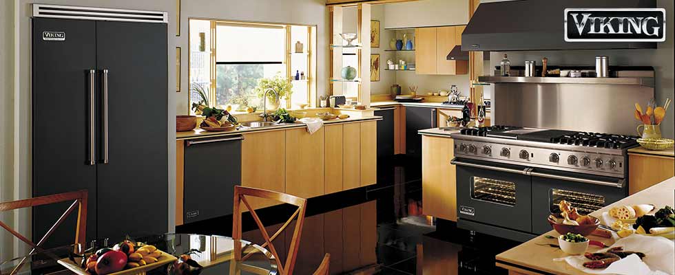 remodeled kitchen featuring Viking appliances with a dark matte finish